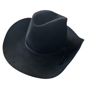Vintage Resistol 3X Beaver Cowboy Hat Black W220 Calgary Self Conform USA 6-7/8